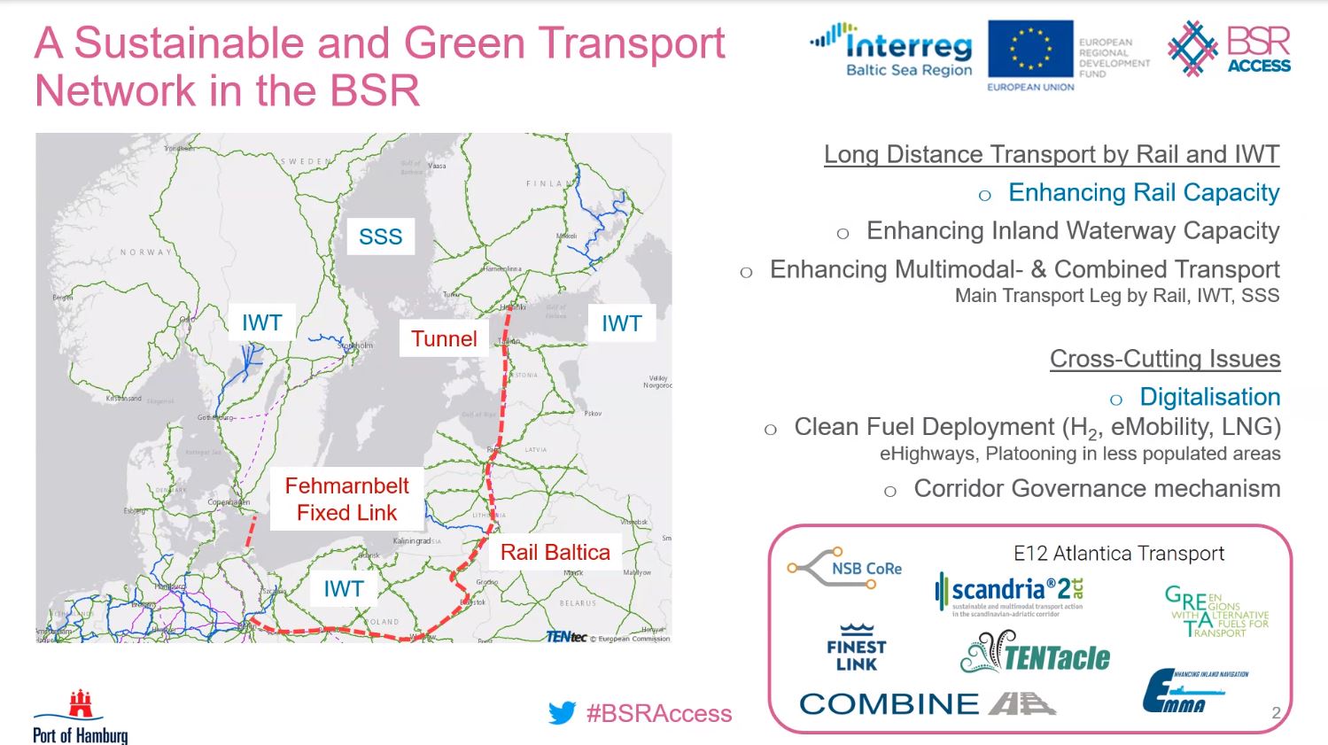 Map: A sustainable and green transport network in the BSR.