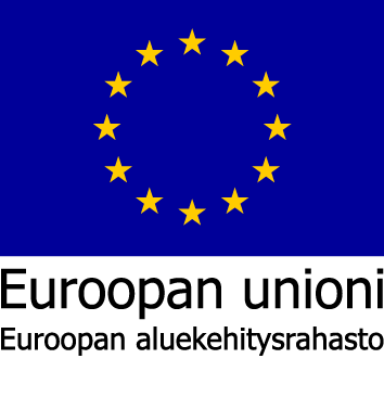 EU-lippu ja teksti: Euroopan unioni, Euroopan aluekehitysrahasto.