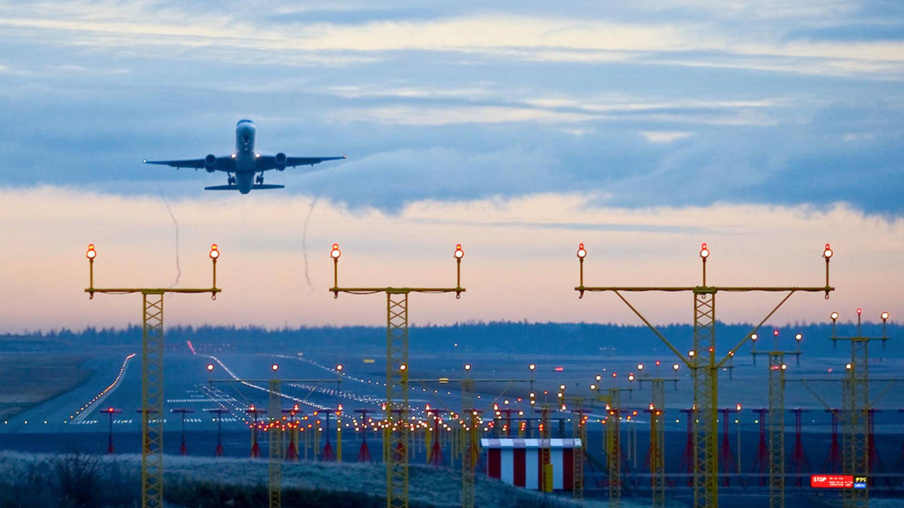 An airplane at Helsinki-Vantaa airport.
