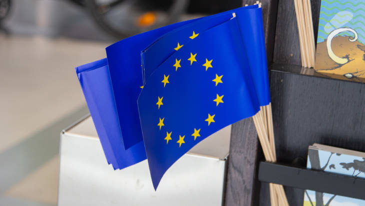 Pieniä EU-lippuja.