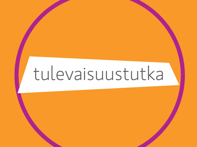 Tulevaisuustutka-teksti oranssilla taustalla.