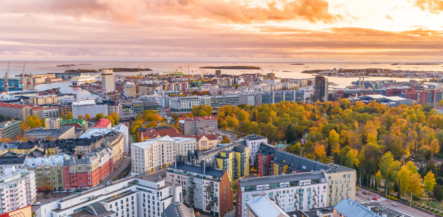 Ilmakuva Helsingin keskustasta.