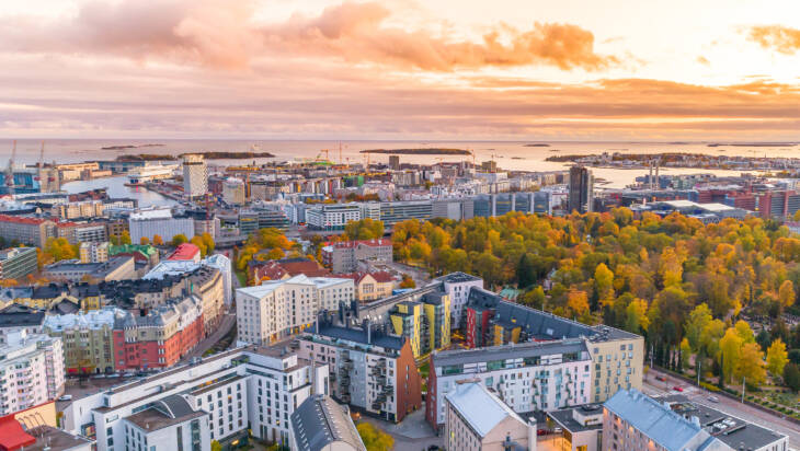 Ilmakuva Helsingin keskustasta.