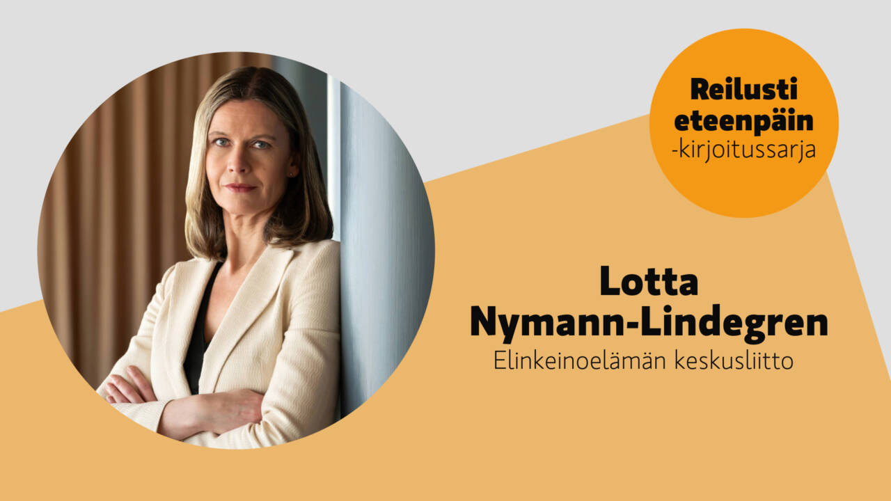 Reilusti eteenpäin -kirjoitussarja. Lähikuva Lotta Nymann-Lindegrenistä.