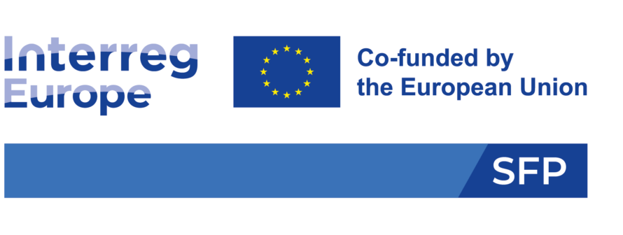 Interreg Europe. EU-lippulogo ja teksti CO-funded by the European union.