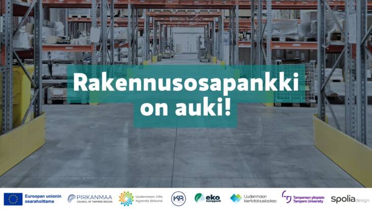 Rakennusosapankki on auki. Euroopan unionin osarahoittama.
