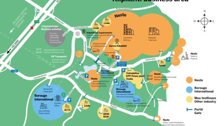 A map of the Kilpilahti business area