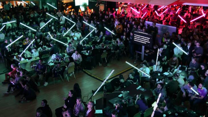 Groups of people taking part in the hackaton.