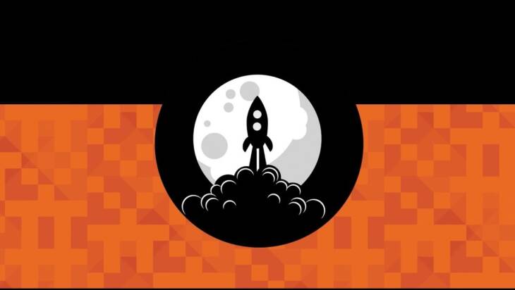 Illustrations with a space rocket launching